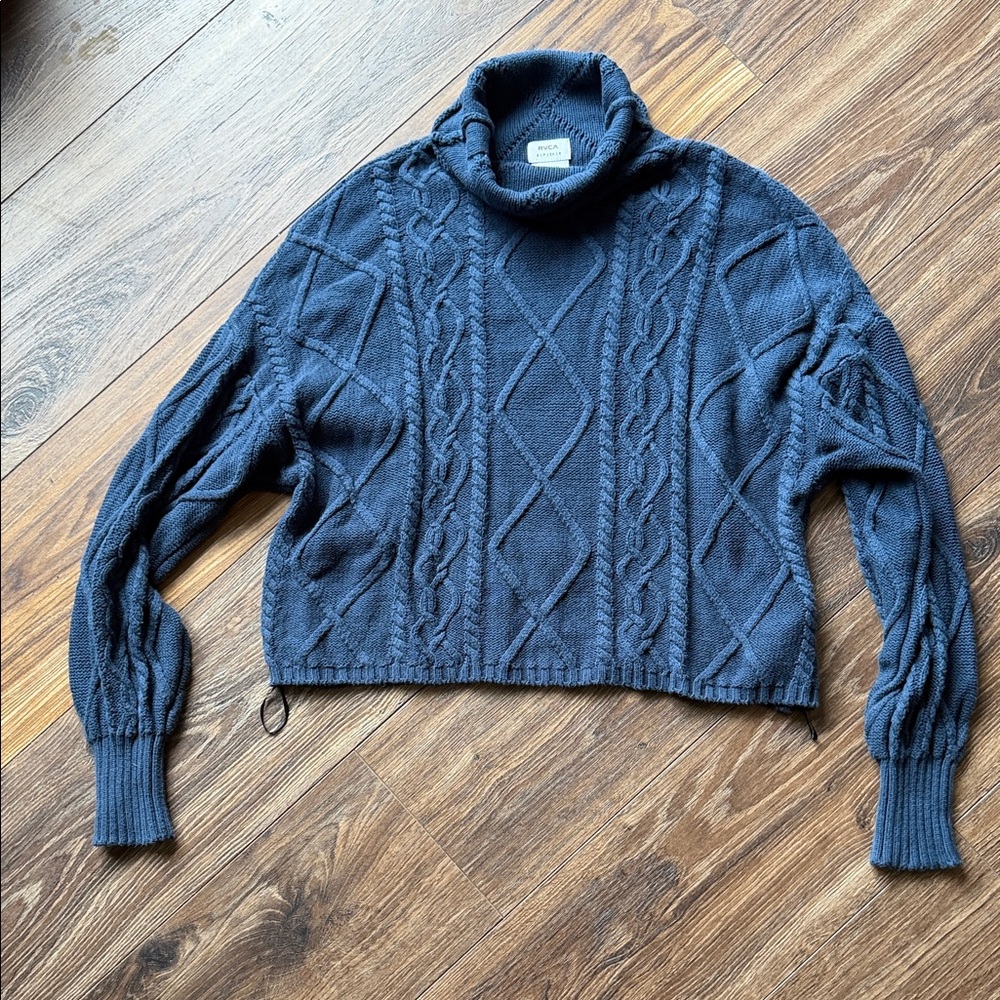 RVCA Navy Cable Knit Turtleneck Sweater